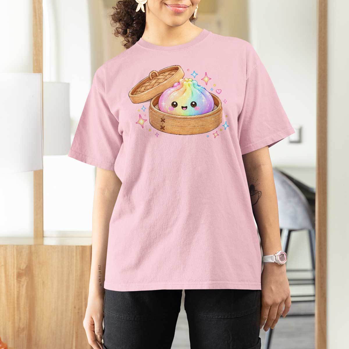 Cute Rainbow Dumpling Squishy T Shirt For Women Kawaii Graphic