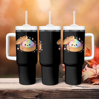 Cute Rainbow Dumpling Squishy Tumbler With Handle Kawaii Graphic