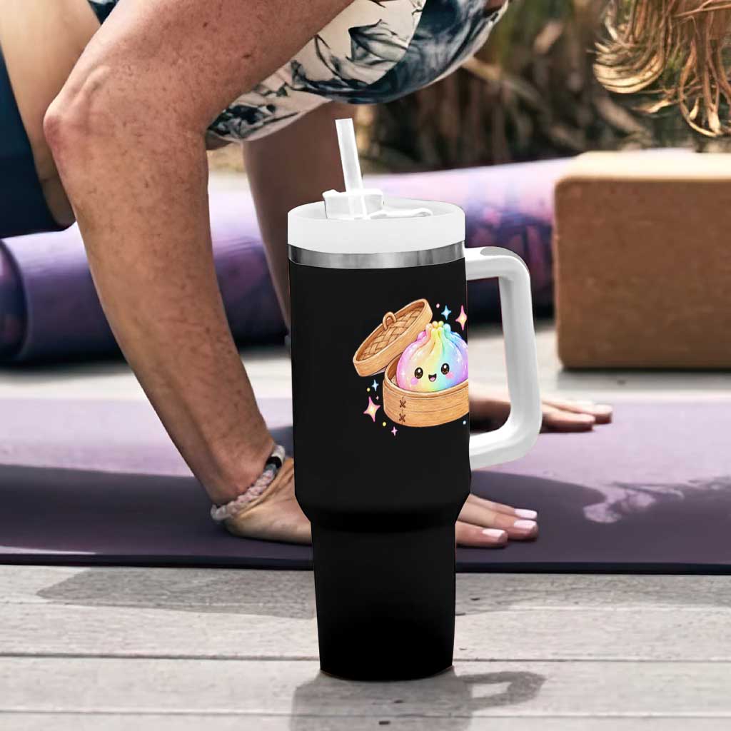 Cute Rainbow Dumpling Squishy Tumbler With Handle Kawaii Graphic