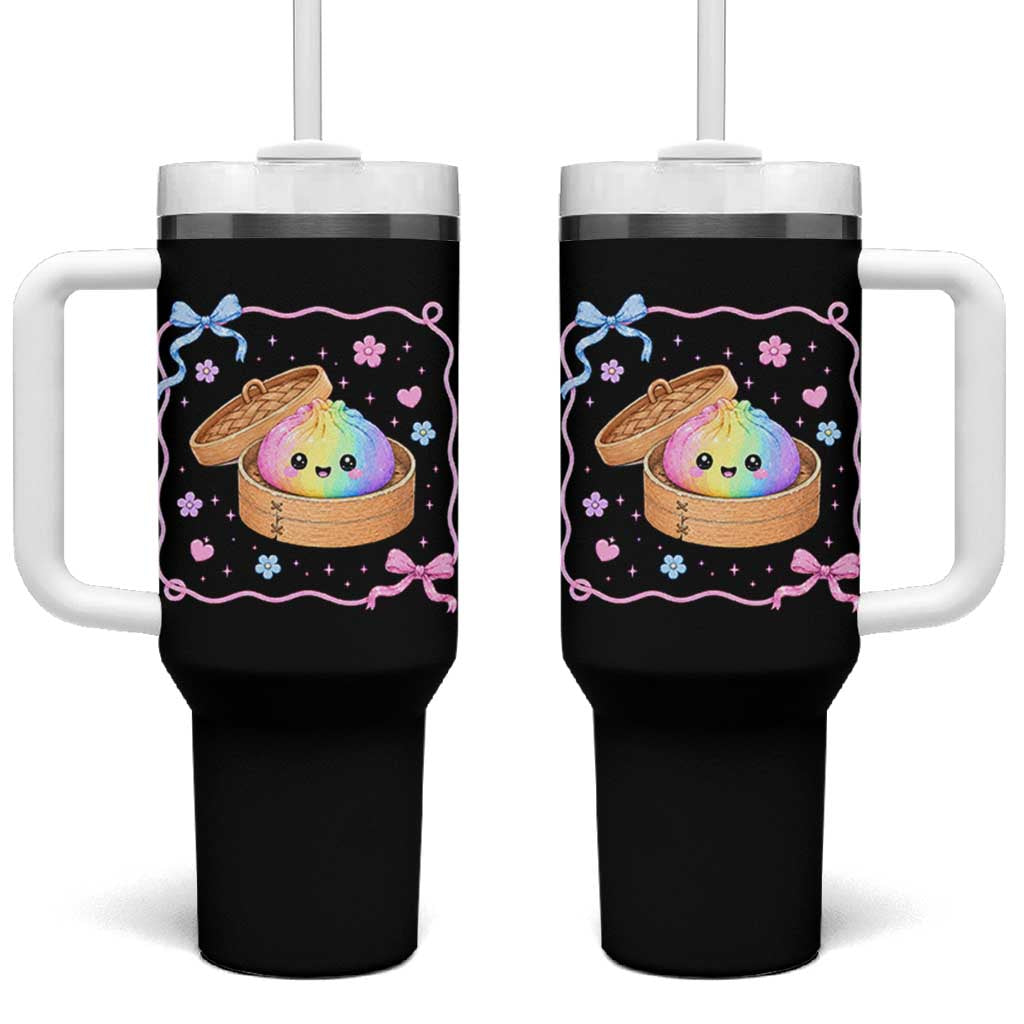 Squishy Lovers Tumbler With Handle Cute Dumpling Graphic Coquette Bow Girls