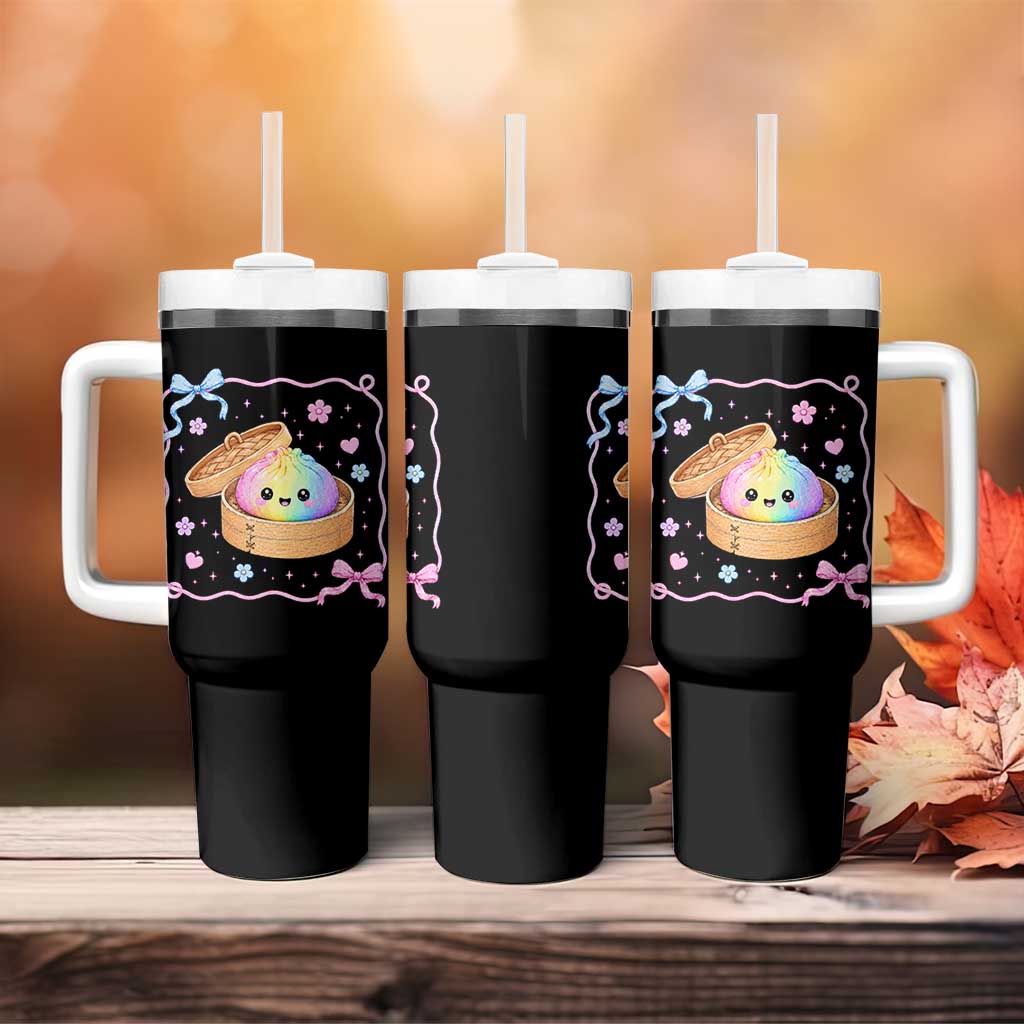 Squishy Lovers Tumbler With Handle Cute Dumpling Graphic Coquette Bow Girls