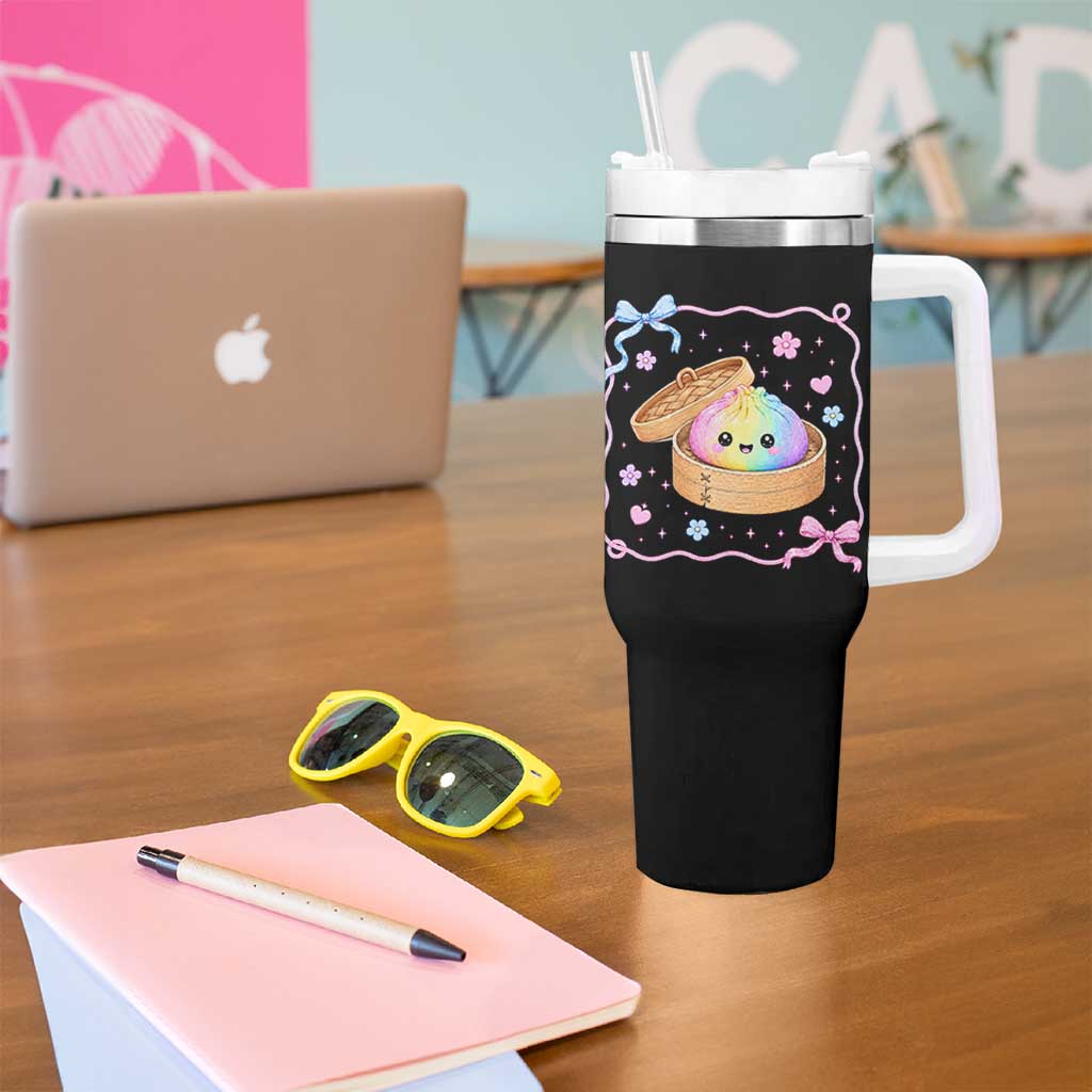 Squishy Lovers Tumbler With Handle Cute Dumpling Graphic Coquette Bow Girls