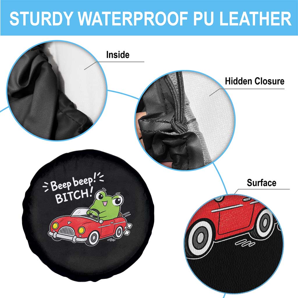 Beep Beep Frog Spare Tire Cover Funny Driving Frog Red Convertible Car Graphic