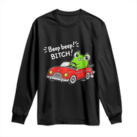 Beep Beep Frog Long Sleeve Shirt Funny Driving Frog Red Convertible Car Graphic