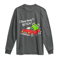 Beep Beep Frog Long Sleeve Shirt Funny Driving Frog Red Convertible Car Graphic