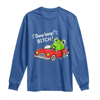 Beep Beep Frog Long Sleeve Shirt Funny Driving Frog Red Convertible Car Graphic