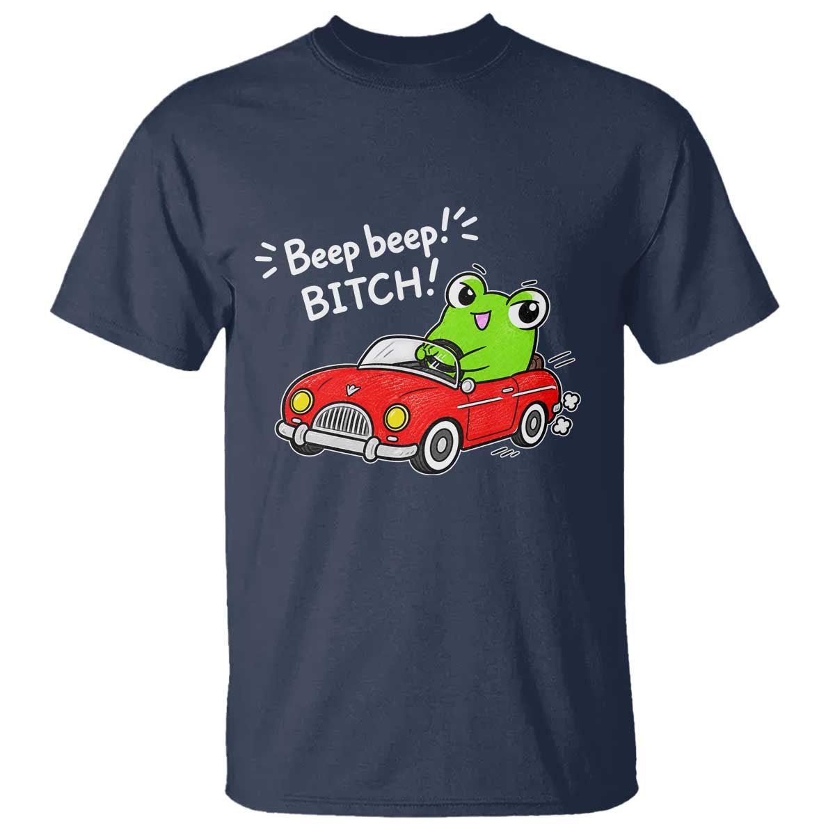 Beep Beep Frog T Shirt Funny Driving Frog Red Convertible Car Graphic