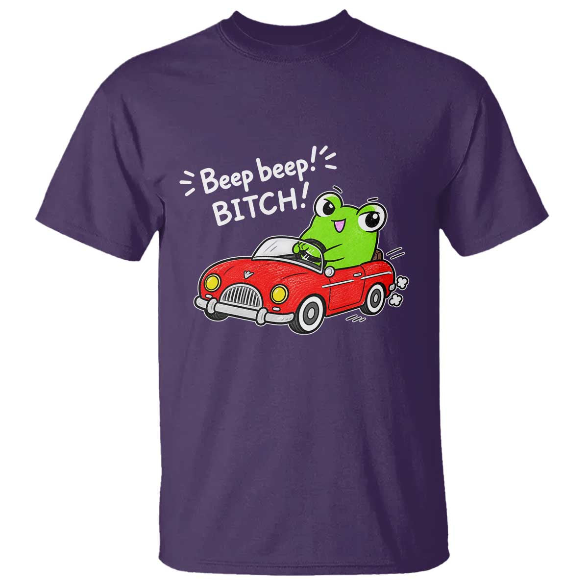 Beep Beep Frog T Shirt Funny Driving Frog Red Convertible Car Graphic