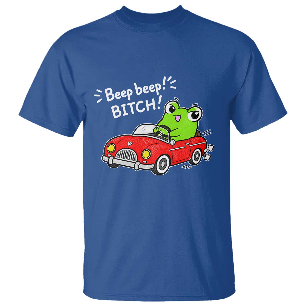Beep Beep Frog T Shirt Funny Driving Frog Red Convertible Car Graphic