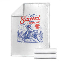 I Will Succeed Because I Am Insane Cowgirl Riding Tiger Vintage Graphic Throw Blanket