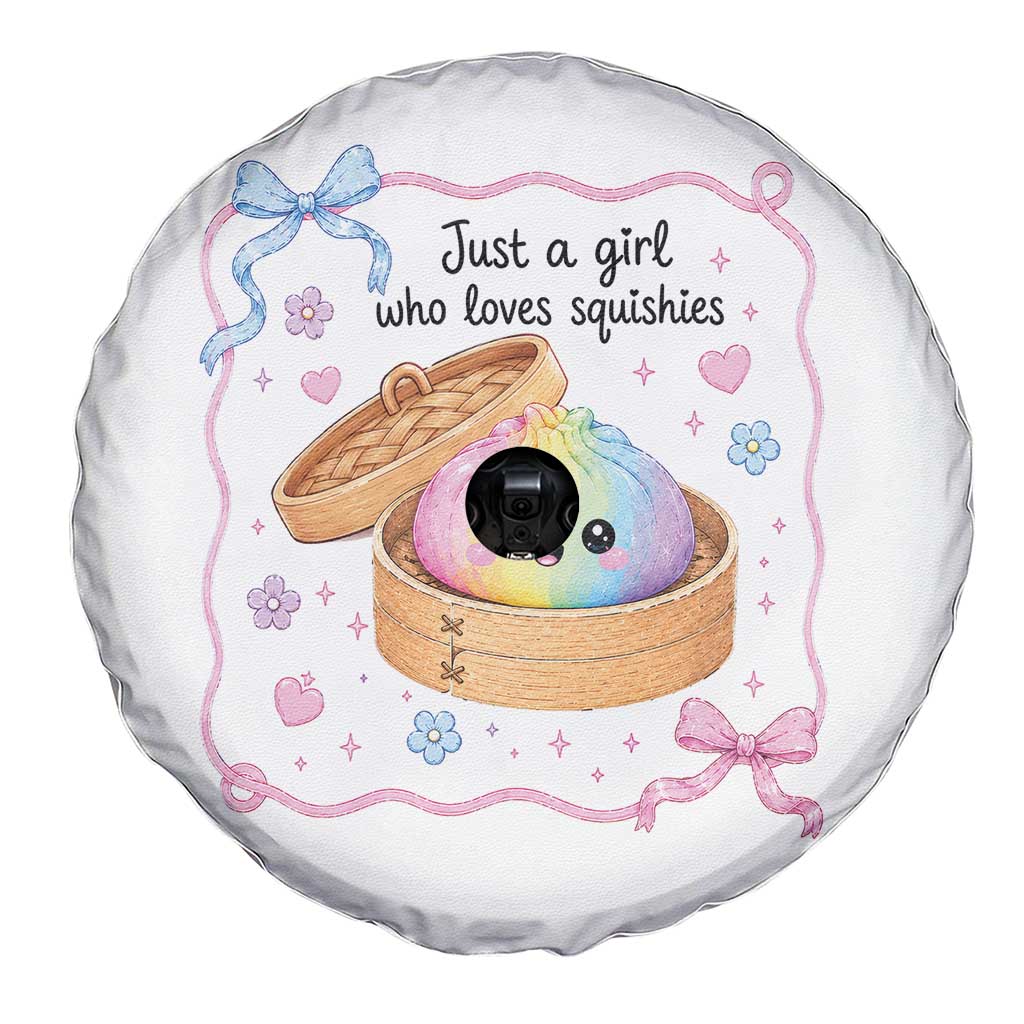 Just A Girl Who Loves Squishies Spare Tire Cover Cute Dumpling Graphic Coquette Bow Girls