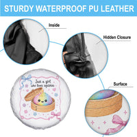 Just A Girl Who Loves Squishies Spare Tire Cover Cute Dumpling Graphic Coquette Bow Girls