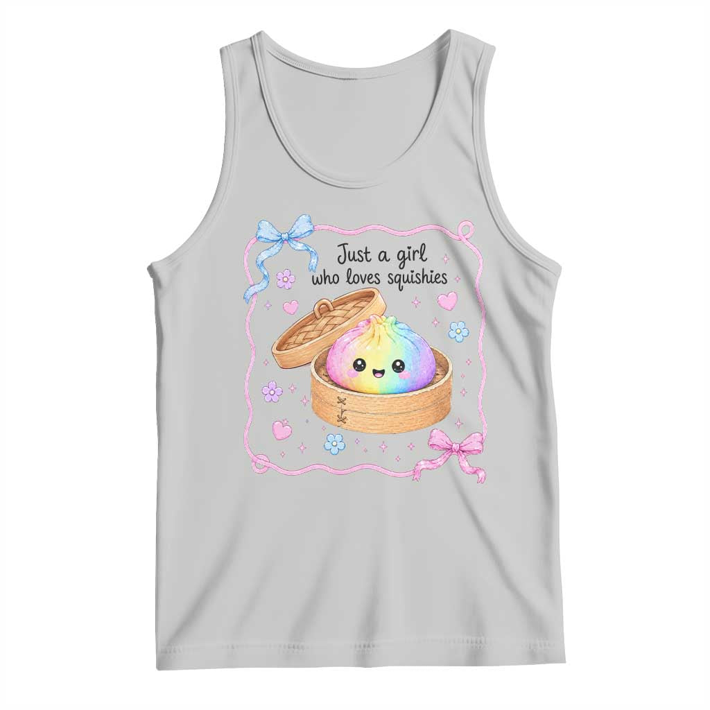 Just A Girl Who Loves Squishies Tank Top Cute Dumpling Graphic Coquette Bow Girls