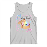 Just A Girl Who Loves Squishies Tank Top Cute Dumpling Graphic Coquette Bow Girls