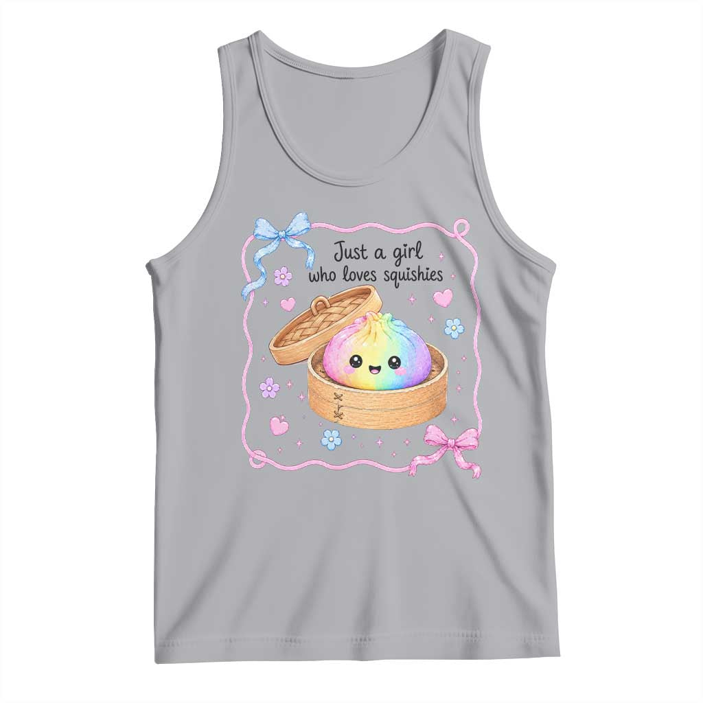 Just A Girl Who Loves Squishies Tank Top Cute Dumpling Graphic Coquette Bow Girls
