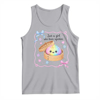 Just A Girl Who Loves Squishies Tank Top Cute Dumpling Graphic Coquette Bow Girls