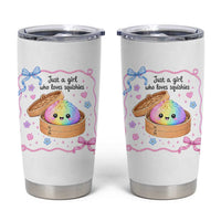 Just A Girl Who Loves Squishies Tumbler Cup Cute Dumpling Graphic Coquette Bow Girls