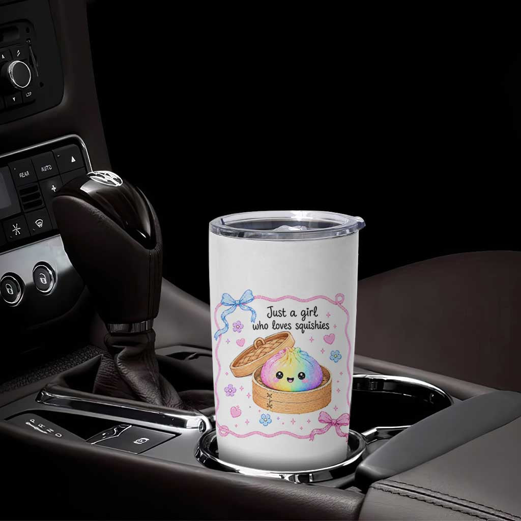 Just A Girl Who Loves Squishies Tumbler Cup Cute Dumpling Graphic Coquette Bow Girls