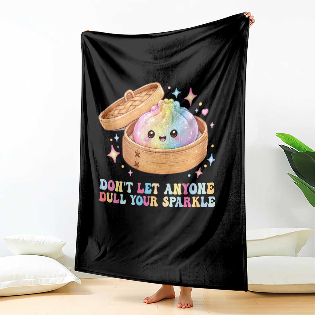 Dont Let Anyone Dull Your Sparkle Cute Rainbow Dumpling Squishy Graphic Throw Blanket