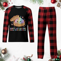 Dont Let Anyone Dull Your Sparkle Cute Rainbow Dumpling Squishy Graphic Plaid Pajama Set
