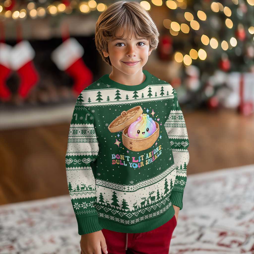 Dont Let Anyone Dull Your Sparkle Cute Rainbow Dumpling Squishy Graphic Ugly Christmas Sweater