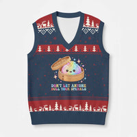 Dont Let Anyone Dull Your Sparkle Cute Rainbow Dumpling Squishy Graphic V-Neck Knit Sweater Vest
