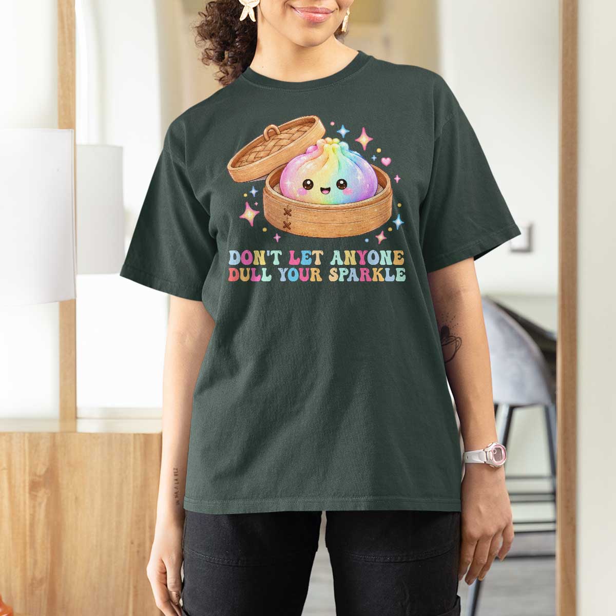 Dont Let Anyone Dull Your Sparkle Cute Rainbow Dumpling Squishy Graphic T Shirt For Women