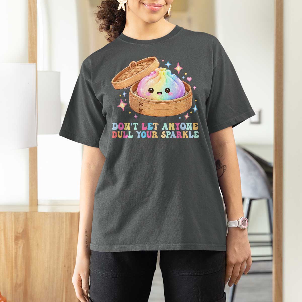 Dont Let Anyone Dull Your Sparkle Cute Rainbow Dumpling Squishy Graphic T Shirt For Women