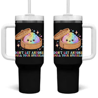 Dont Let Anyone Dull Your Sparkle Cute Rainbow Dumpling Squishy Graphic Tumbler With Handle