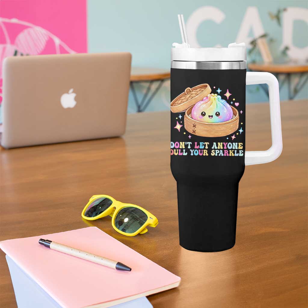 Dont Let Anyone Dull Your Sparkle Cute Rainbow Dumpling Squishy Graphic Tumbler With Handle