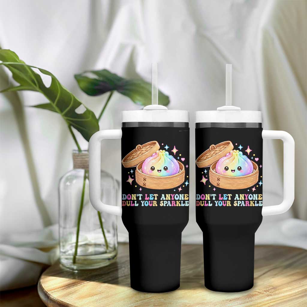Dont Let Anyone Dull Your Sparkle Cute Rainbow Dumpling Squishy Graphic Tumbler With Handle