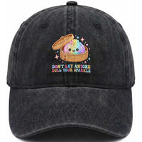 Dont Let Anyone Dull Your Sparkle Cute Rainbow Dumpling Squishy Graphic Washed Cotton Baseball Cap