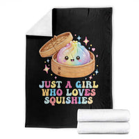 Just A Girl Who Loves Squishies Throw Blanket Cute Rainbow Dumpling Squishy Graphic