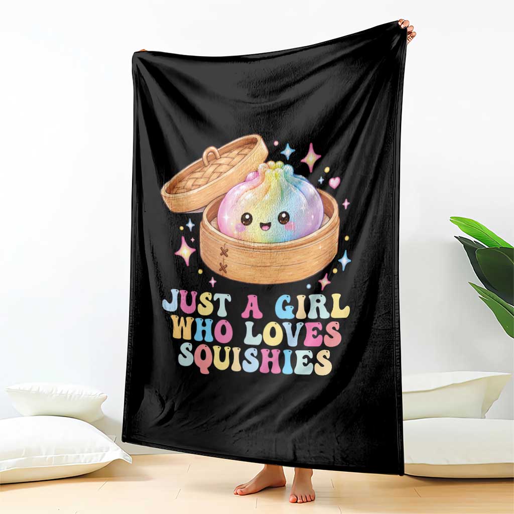 Just A Girl Who Loves Squishies Throw Blanket Cute Rainbow Dumpling Squishy Graphic