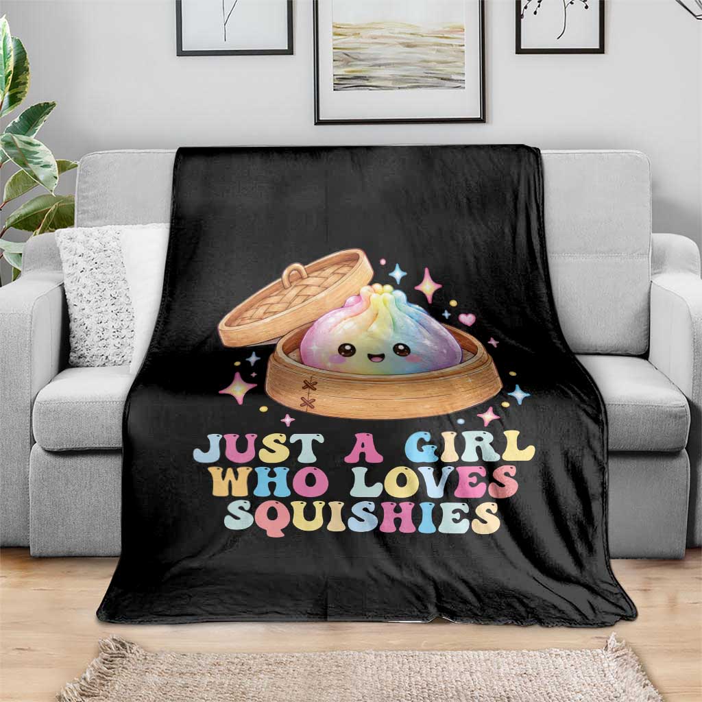 Just A Girl Who Loves Squishies Throw Blanket Cute Rainbow Dumpling Squishy Graphic