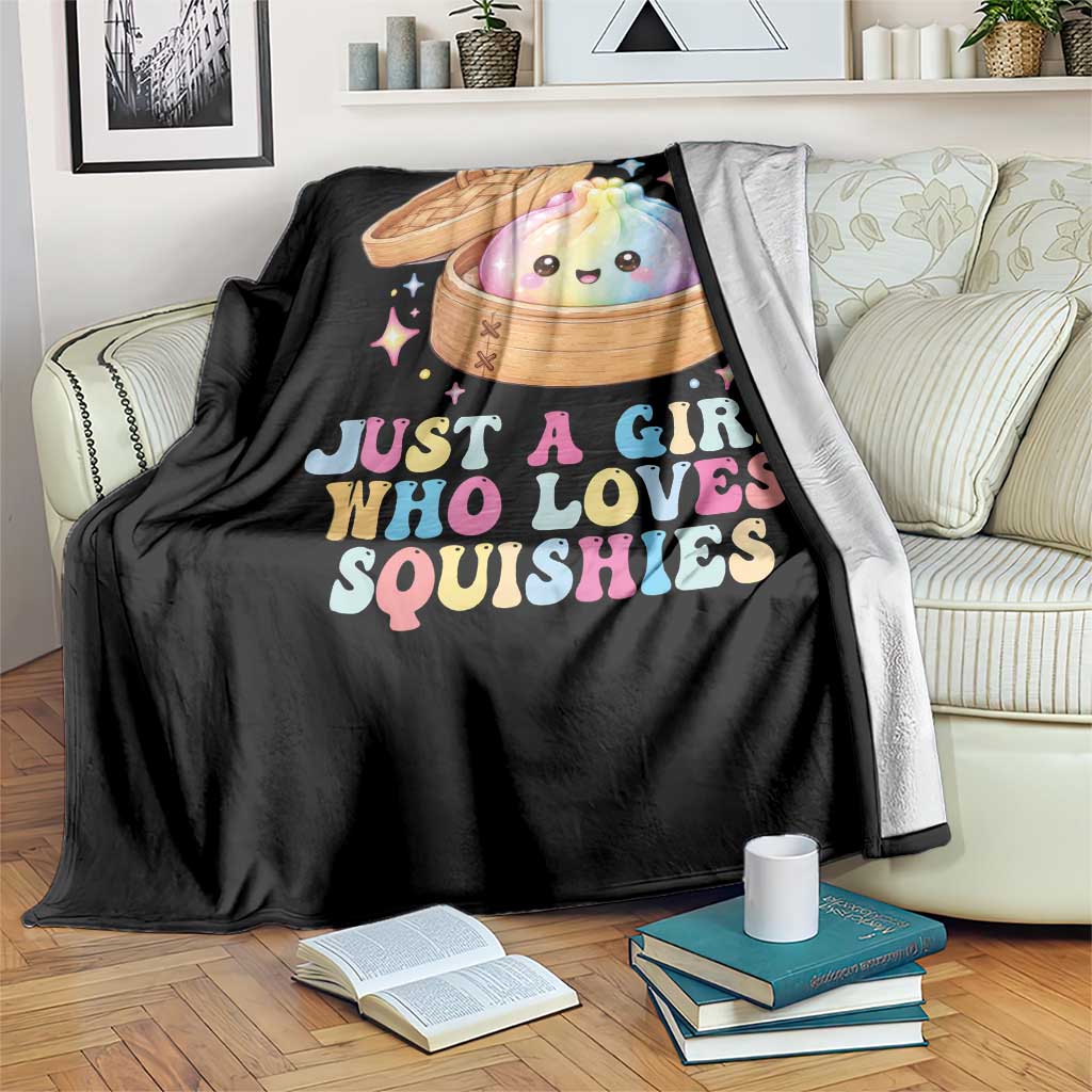 Just A Girl Who Loves Squishies Throw Blanket Cute Rainbow Dumpling Squishy Graphic