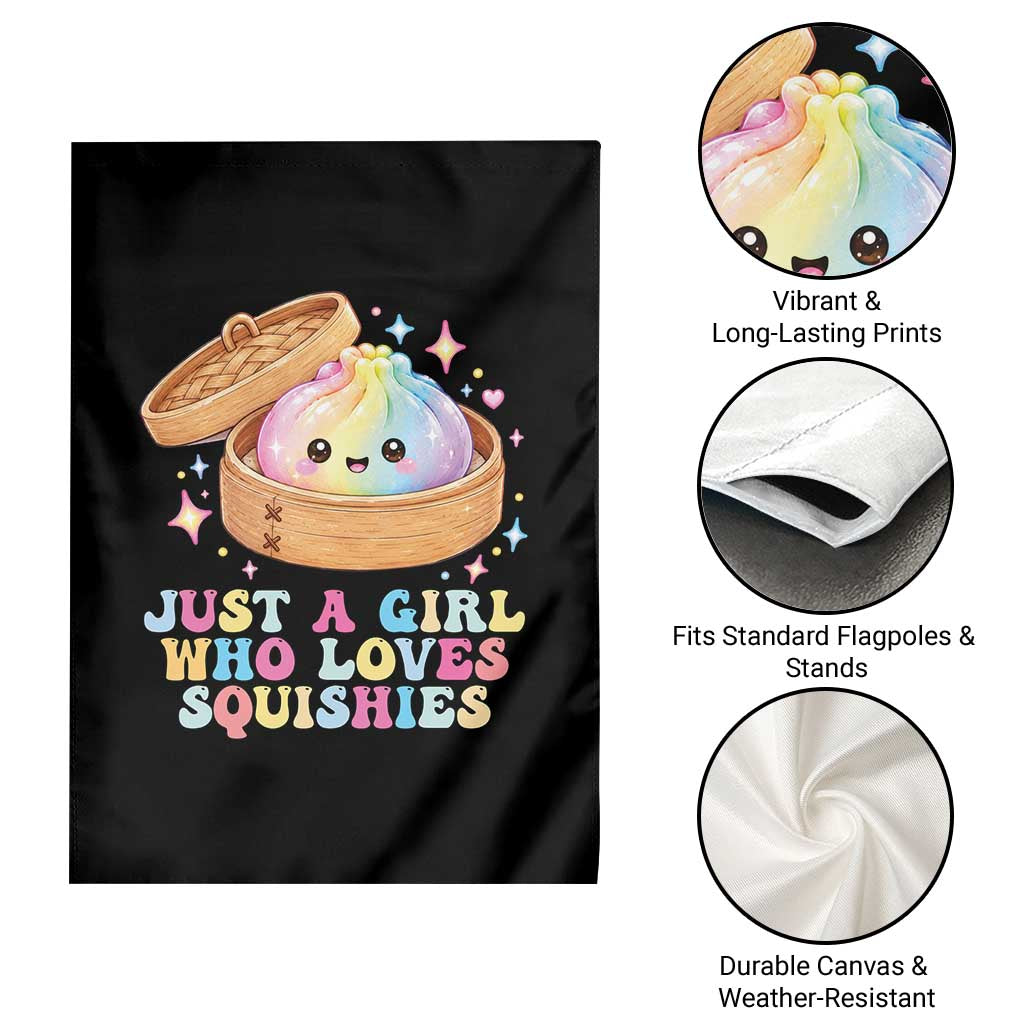 Just A Girl Who Loves Squishies Garden Flag Cute Rainbow Dumpling Squishy Graphic