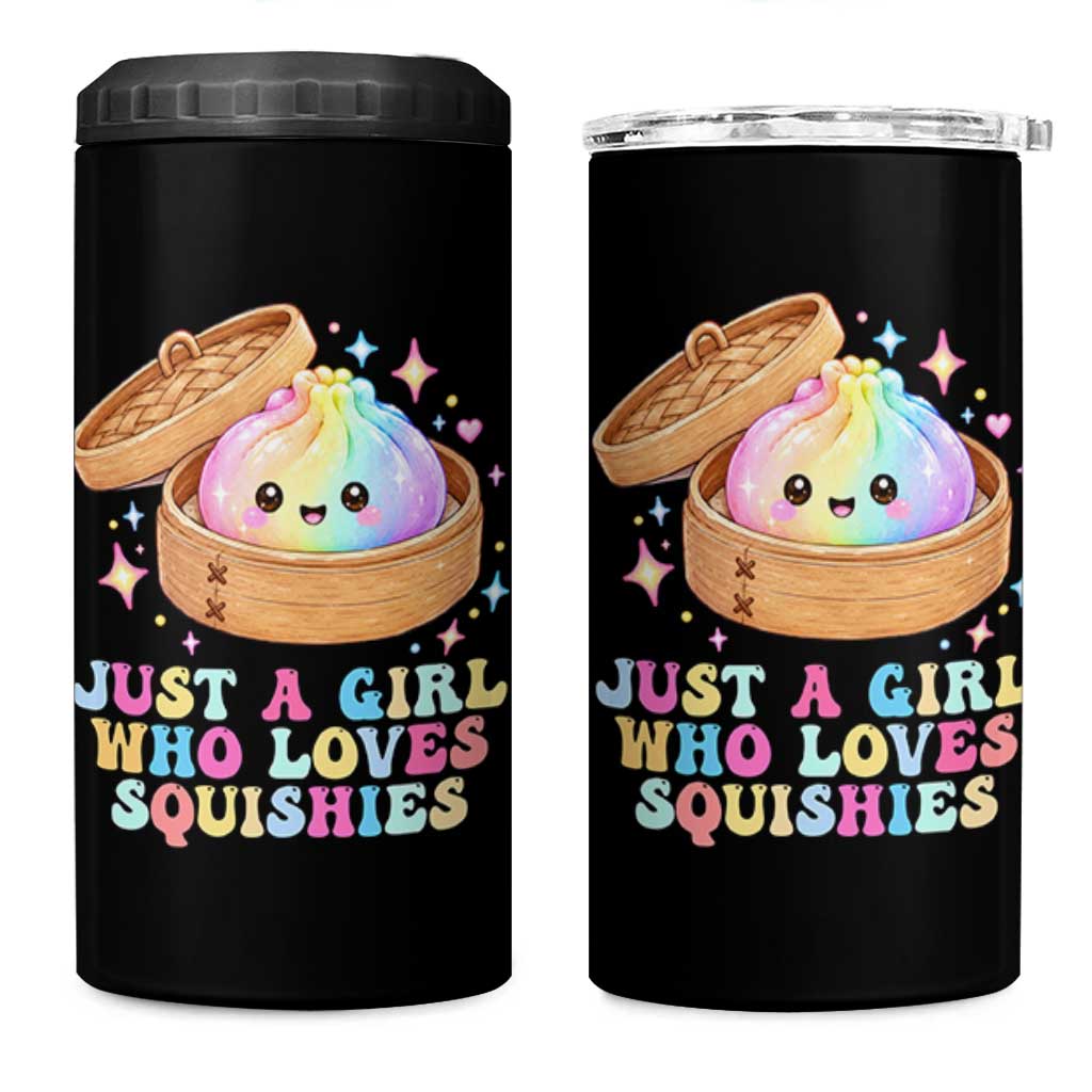 Just A Girl Who Loves Squishies 4 in 1 Can Cooler Tumbler Cute Rainbow Dumpling Squishy Graphic