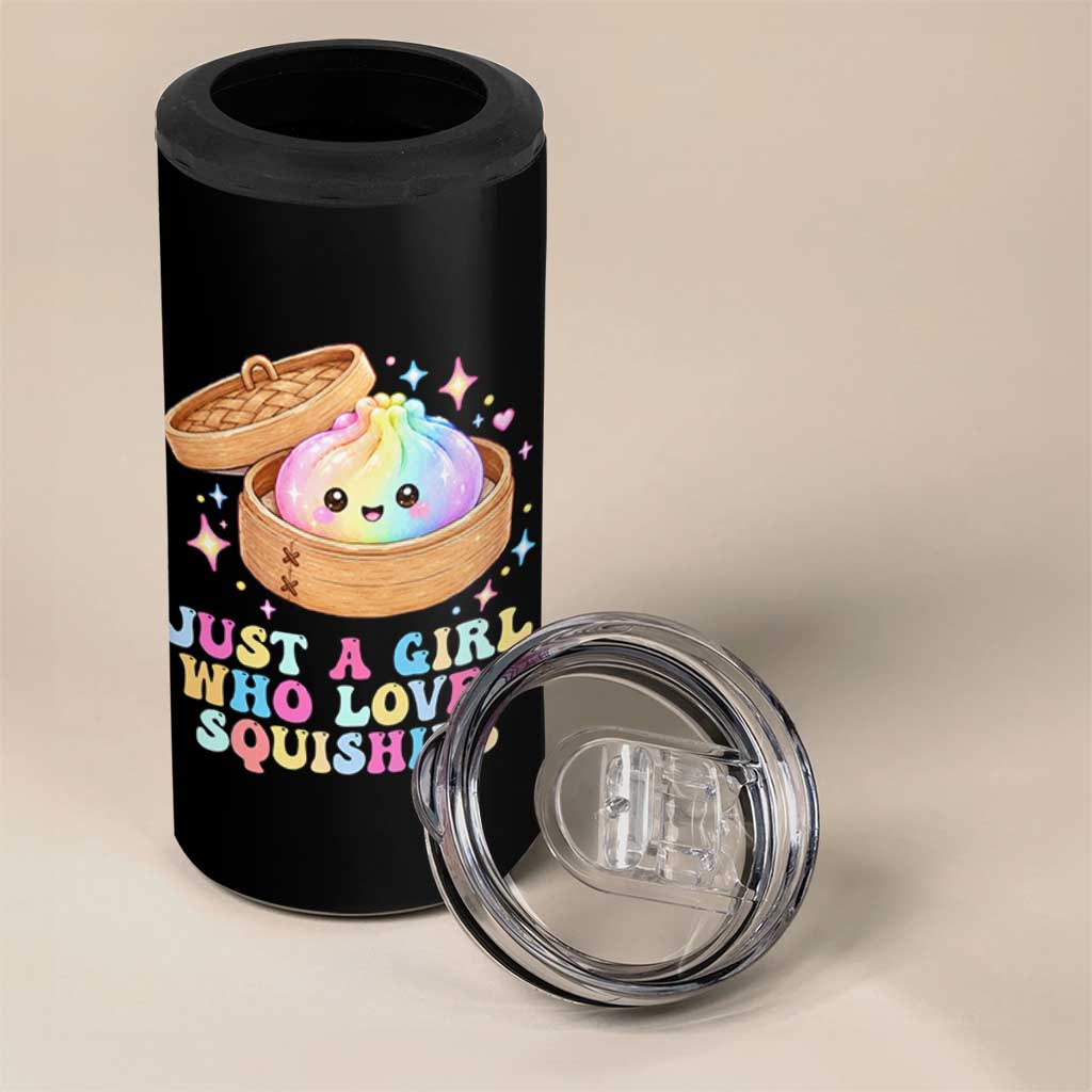 Just A Girl Who Loves Squishies 4 in 1 Can Cooler Tumbler Cute Rainbow Dumpling Squishy Graphic