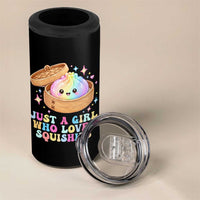 Just A Girl Who Loves Squishies 4 in 1 Can Cooler Tumbler Cute Rainbow Dumpling Squishy Graphic