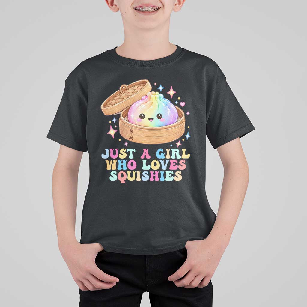 Just A Girl Who Loves Squishies T Shirt For Kid Cute Rainbow Dumpling Squishy Graphic