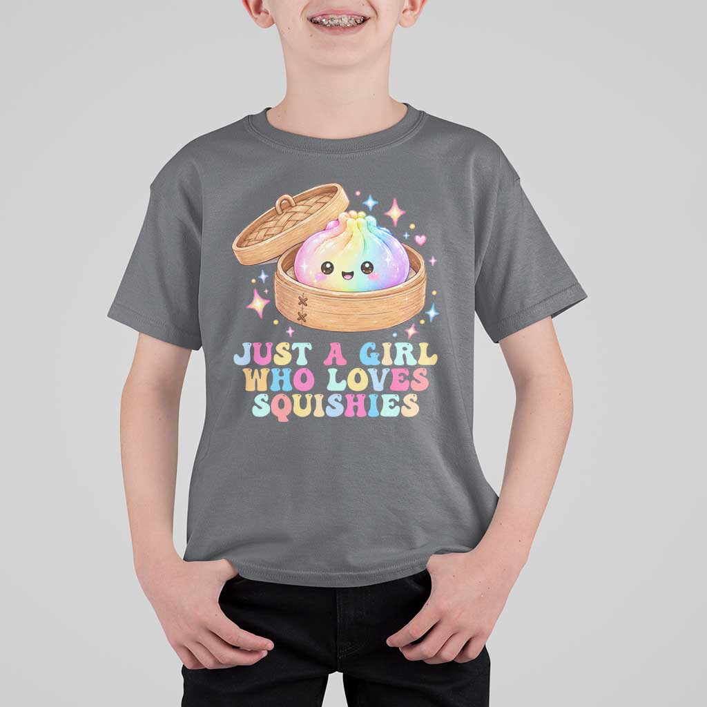 Just A Girl Who Loves Squishies T Shirt For Kid Cute Rainbow Dumpling Squishy Graphic
