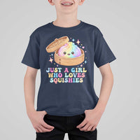 Just A Girl Who Loves Squishies T Shirt For Kid Cute Rainbow Dumpling Squishy Graphic