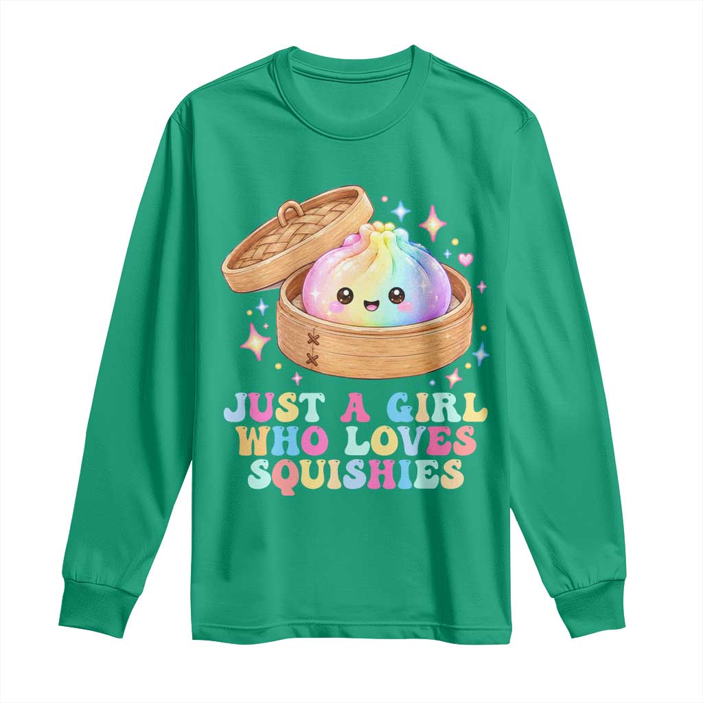 Just A Girl Who Loves Squishies Long Sleeve Shirt Cute Rainbow Dumpling Squishy Graphic