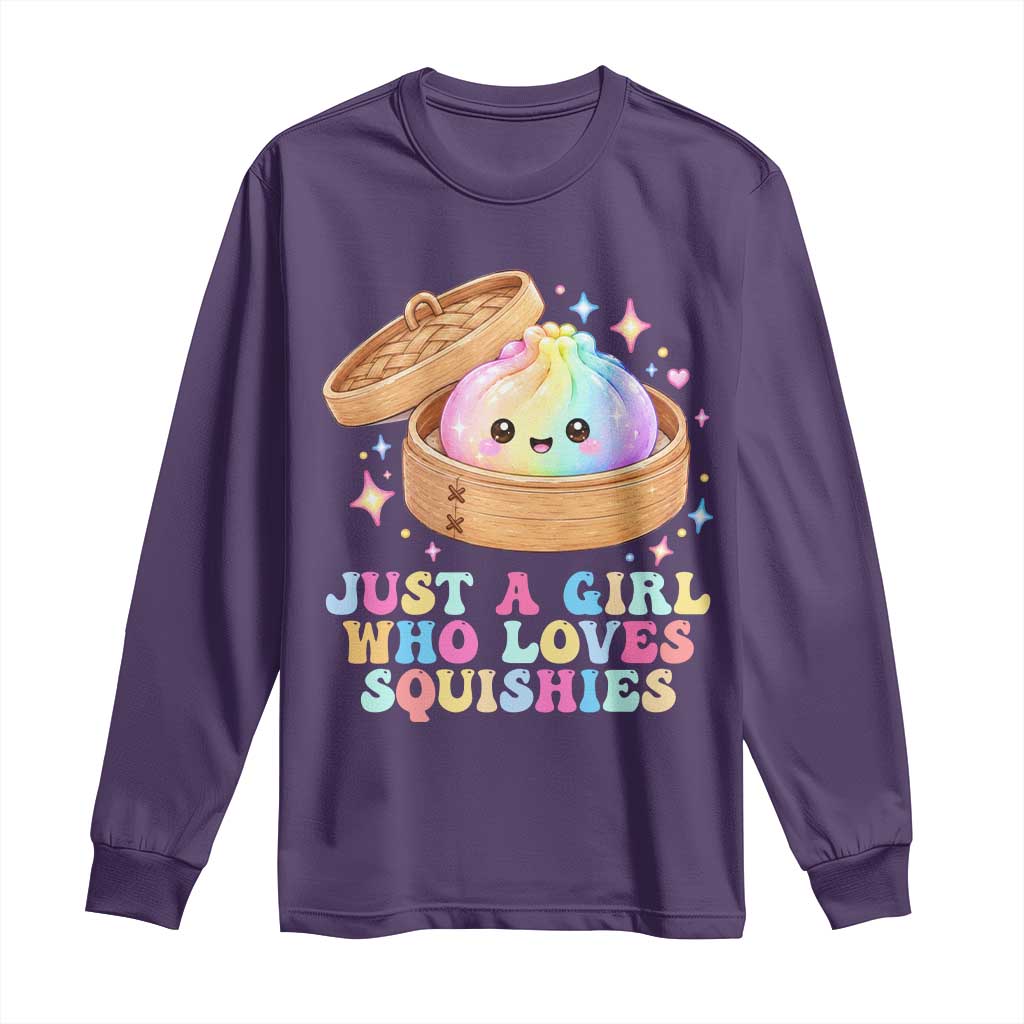 Just A Girl Who Loves Squishies Long Sleeve Shirt Cute Rainbow Dumpling Squishy Graphic