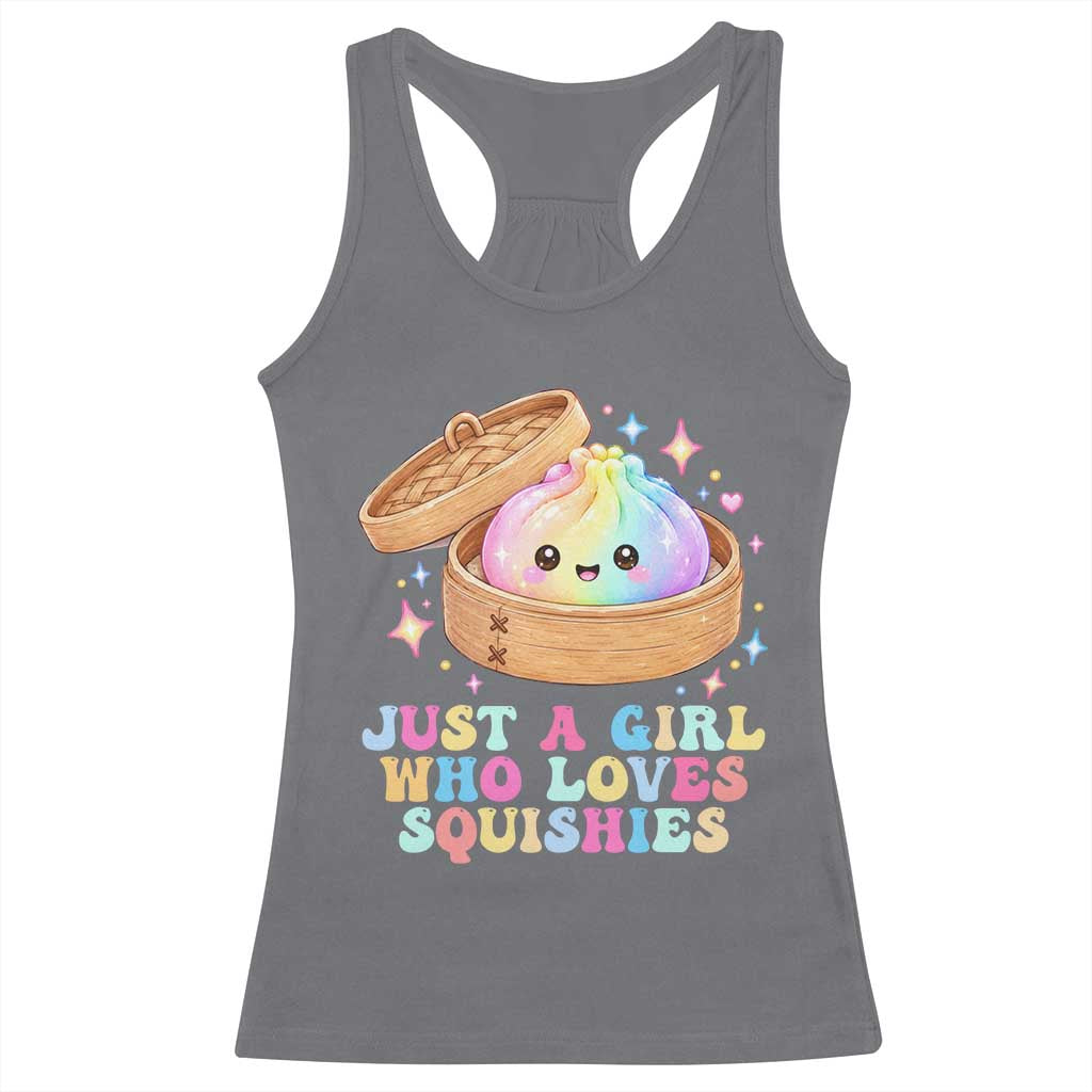 Just A Girl Who Loves Squishies Racerback Tank Top Cute Rainbow Dumpling Squishy Graphic