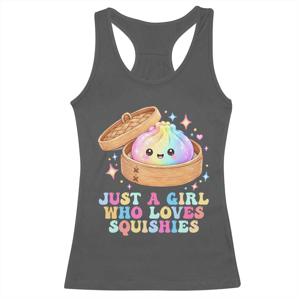 Just A Girl Who Loves Squishies Racerback Tank Top Cute Rainbow Dumpling Squishy Graphic