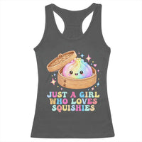 Just A Girl Who Loves Squishies Racerback Tank Top Cute Rainbow Dumpling Squishy Graphic