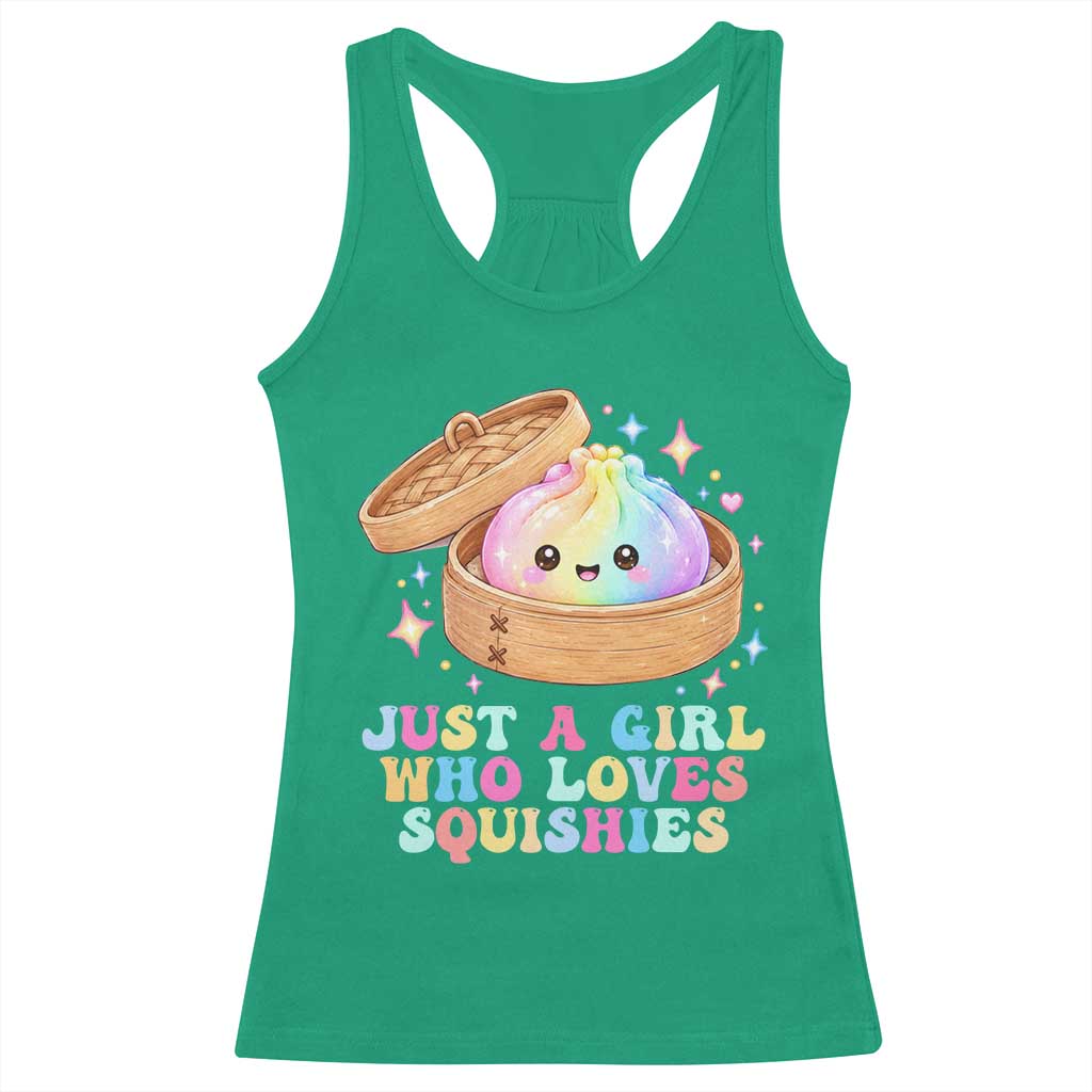 Just A Girl Who Loves Squishies Racerback Tank Top Cute Rainbow Dumpling Squishy Graphic