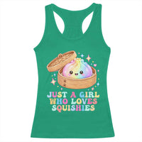 Just A Girl Who Loves Squishies Racerback Tank Top Cute Rainbow Dumpling Squishy Graphic